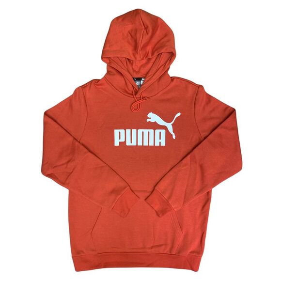 Puma Men's Soft Long Sleeve Kangaroo Pocket Classic Big Logo Hoodie - Burnt Red - Picture 1 of 2